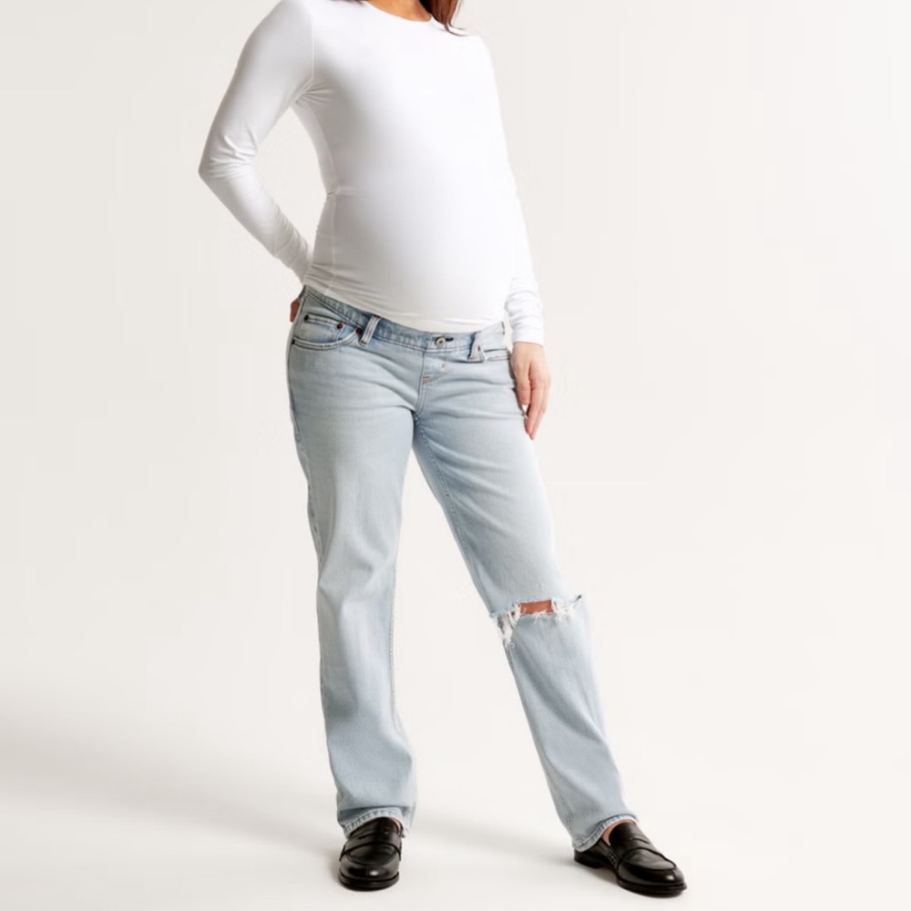 Abercrombie & Fitch The 90s Straight Maternity Blue Jeans